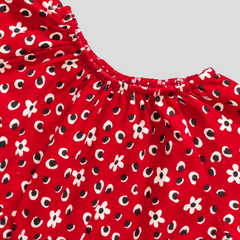 Blooming Half Sleeve Onesie for Baby Girls - Red