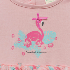 Pink Flamingo Full Sleeve Flair Dress for Toddlers