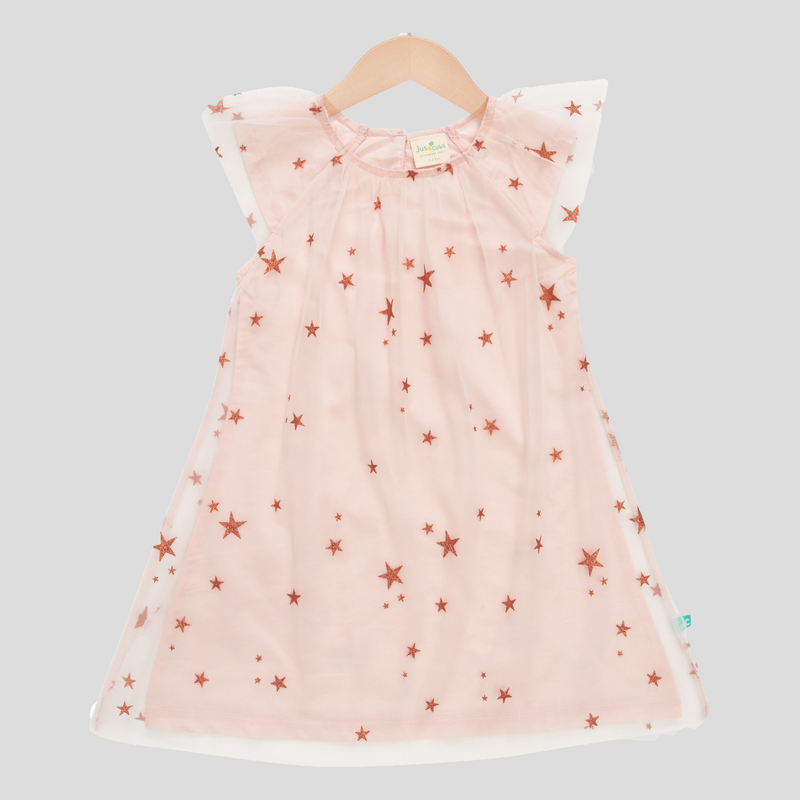 Starry Tulle Sleeveless Dress for Toddler - Peach