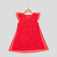 Elegant Red Starry Tulle Sleeveless Dress for Toddler