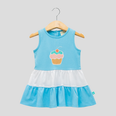 Cupcake Tiered Skirt Dress for Toddlers - Blue