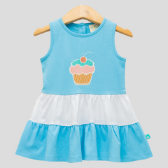 Cupcake Tiered Skirt Dress for Toddlers - Blue