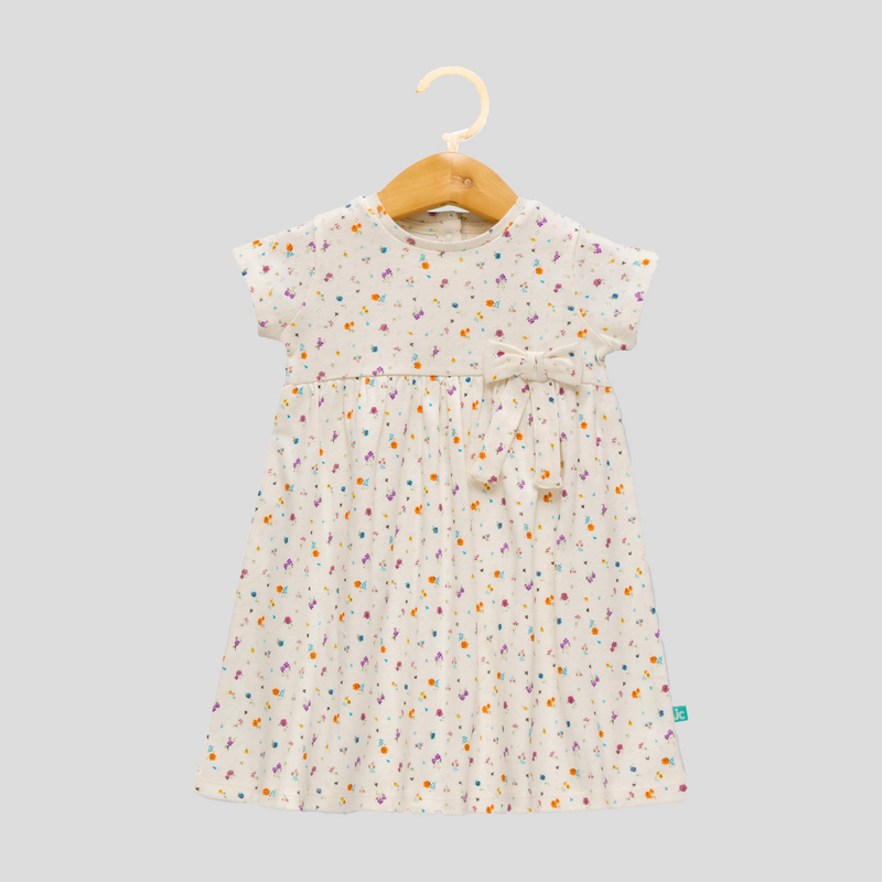 Elegant Floral Flair Dress with Bow for Toddlers