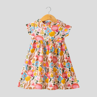 Charming Floral Multicolor Dress with Bow for Toddlers