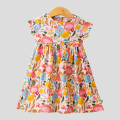 Charming Floral Multicolor Dress with Bow for Toddlers