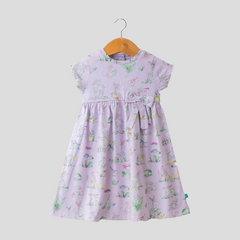 Rabbit Flair Dress with Bow for Toddler - Lavender