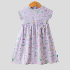 Rabbit Flair Dress with Bow for Toddler - Lavender