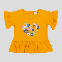 Ruffled Peplum T-Shirt for Toddler Girls - Tangerine