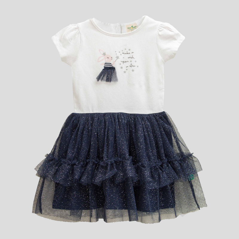 Stunning Navy Ruffle Tulle Flair Dress for Toddlers