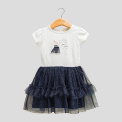 Stunning Navy Ruffle Tulle Flair Dress for Toddlers