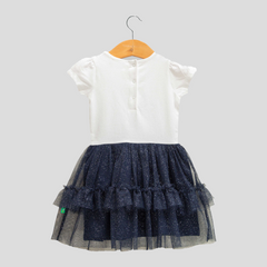 Stunning Navy Ruffle Tulle Flair Dress for Toddlers