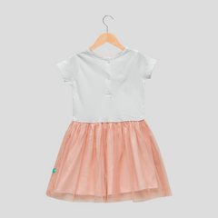 Elegant Peach Butterfly Tulle Flair Dress for Toddler