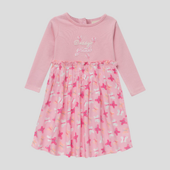 Adorable Pink Butterfly Full Sleeve Flair Dress for Toddler