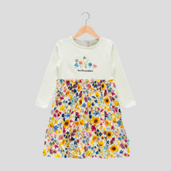 Charming Floral Full Sleeve Flair Dress for Toddler