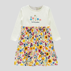 Charming Floral Full Sleeve Flair Dress for Toddler