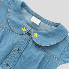 Stylish Collared Denim Flair Dress for Toddlers