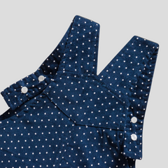 Full Sleeve Polka Dot Dungaree Set for Toddlers - Navy