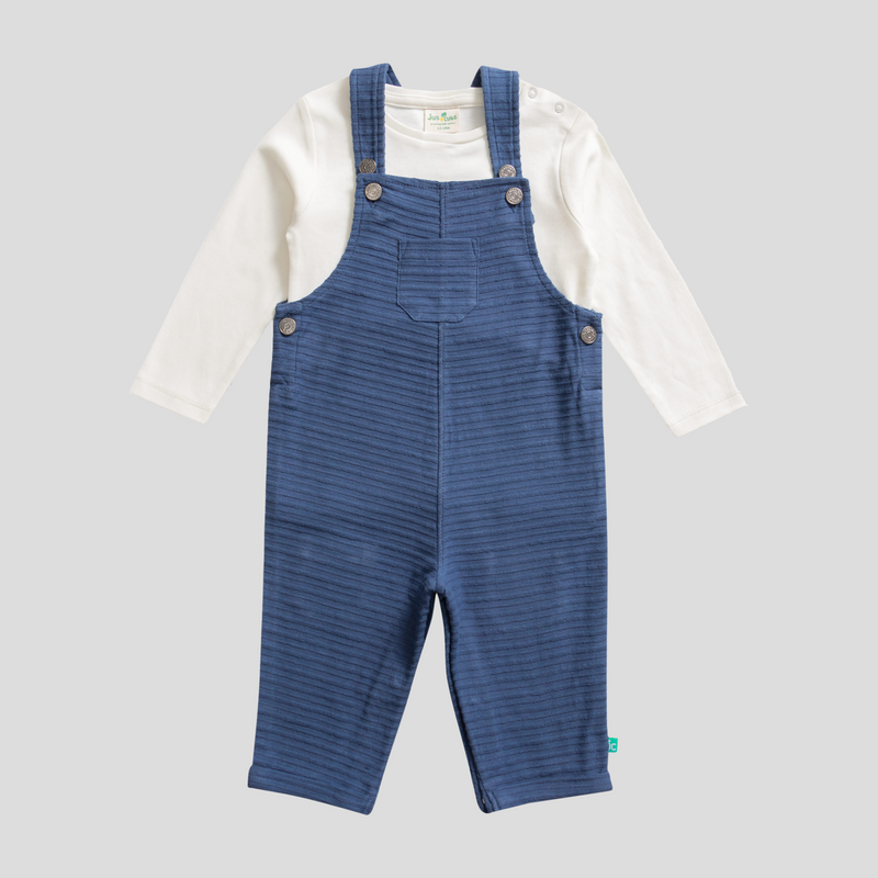 Charming Cord Striped Dungaree Set for Toddlers