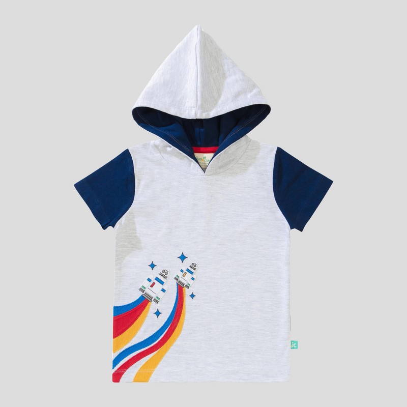 Half Sleeve Toddler Rocket Space Hoodie