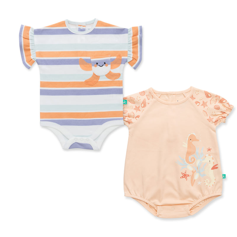 Organic PeachFlick Bodysuit 2-Pack for Baby Girls