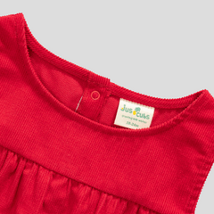 Full Sleeve Peter Pan Pinafore Dress for Toddler Girls - Red