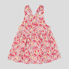 Full Sleeve Floral Pinafore Set for Toddler Girls