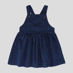 Full Sleeve Polka Pinafore Set for Toddler Girls