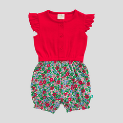 Flutter Floral Cap Sleeve Romper for Baby Girls