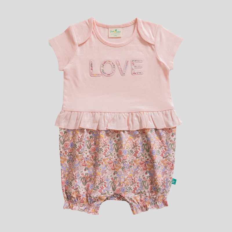 Ruffled Floral Cap Sleeve Romper for Baby Girls