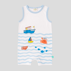 Sleeveless Striped & Printed Romper for Baby Boys - Pack of 2