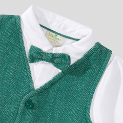 Dressy Waistcoat 1-Piece Romper for Baby Boys - Green