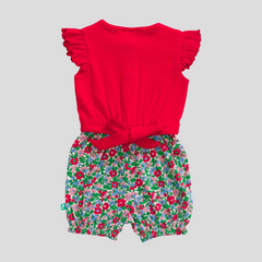 Flutter Floral Cap Sleeve Romper for Baby Girls