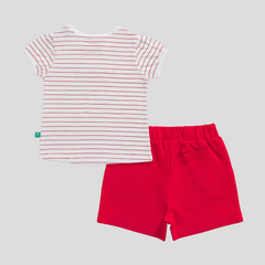 Striped Tee & Shorts Set for Toddler - Red