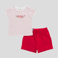 Striped Tee & Shorts Set for Toddler - Red