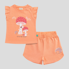 Mushroom House Ruffled Tee & Shorts Set for Toddler