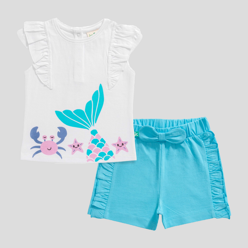 Mermaid Ruffled Tee & Shorts Set for Toddlers