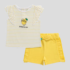 Lemony Ruffled Tee & Shorts Set for Toddlers