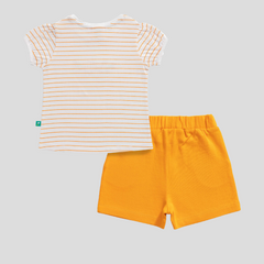 Striped Tee & Shorts Set for Toddler - Tangerine