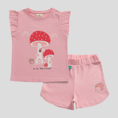 Mushroom House Ruffled Tee & Shorts Set for Toddler