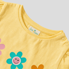 Puff Sleeve Flower Tee and Shorts Set for Toddlers