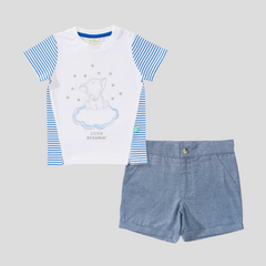 Elephant Printed Tee and Shorts Set for Toddler Boys