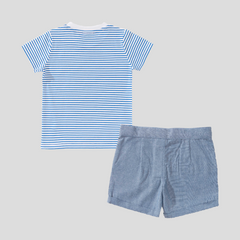 Elephant Printed Tee and Shorts Set for Toddler Boys