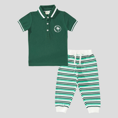 Polo Shirt with Striped Jogger Set for Toddler Boys