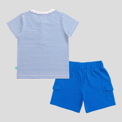 Pinstriped Tee & Shorts Set for Toddler Boys