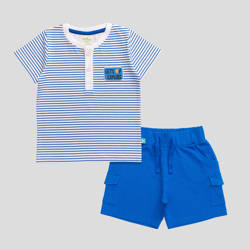 Pinstriped Tee & Shorts Set for Toddler Boys