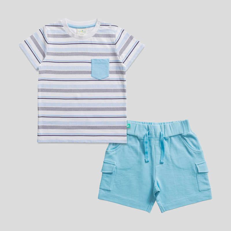 Striped T-Shirt and Shorts Set for Toddler Boys