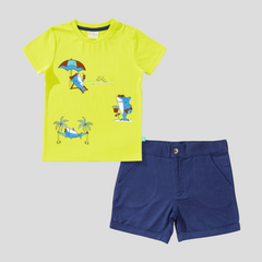 Cool Shark Printed Tee & Shorts Set for Toddler Boys