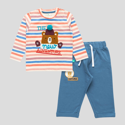 Bear Tee and Pant Clothes Set for Toddler Boys