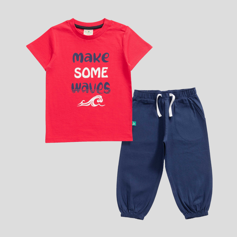 Toddler Half Sleeve Printed Tee and Jogger 2-Piece Set