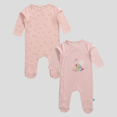 Hopping Rabbit Sleepsuit with Footies for Baby Girls - Pack of 2